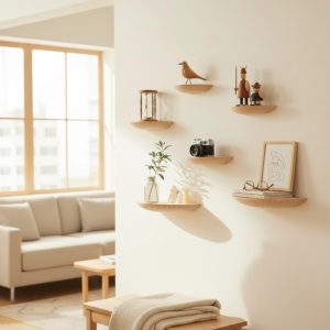 Wooden Floating Wall Shelf Minimalist Decor Small Display Shelf